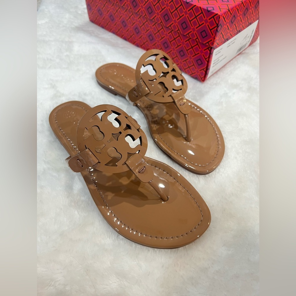 Tory Burch Miller Sandal patent - Tan - Size 7